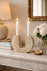 Mira Vine Travertine Candle Holder, detail view 2