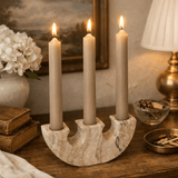 Mira Vine Travertine Candle Holder, detail view 4