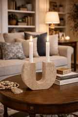 Mira Vine Travertine Candle Holder, detail view 3