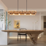 Elara Oak Glass Chandelier, detail view 3