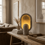 Zella Ridge Travertine Table Lamp, detail view 2