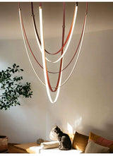 Zella Aster Leather Chandelier, detail view 4
