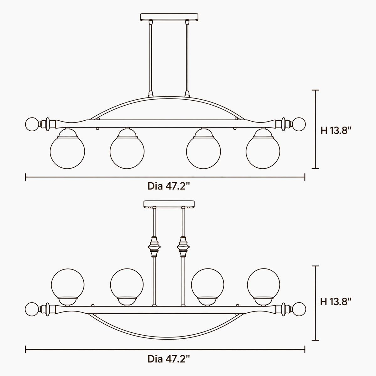 Evara Quartz Glass Chandelier dimensions