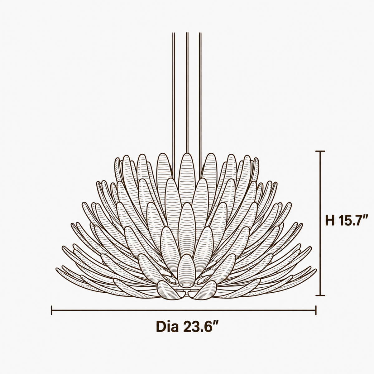 Isla Willow Glass Chandelier dimensions