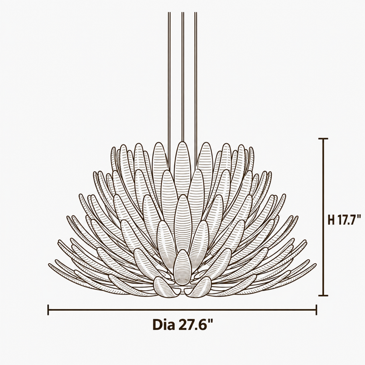 Isla Willow Glass Chandelier dimensions
