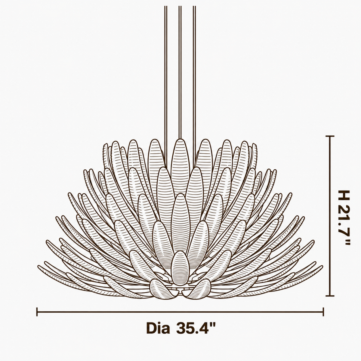 Isla Willow Glass Chandelier dimensions