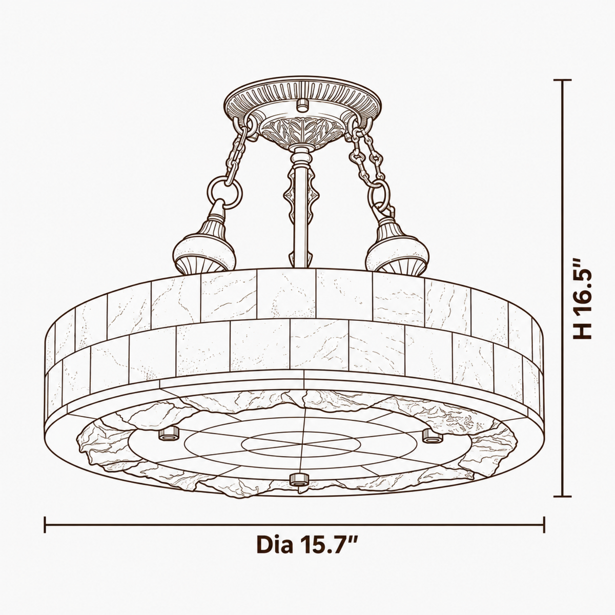 Alden Echo Alabaster Chandelier dimensions