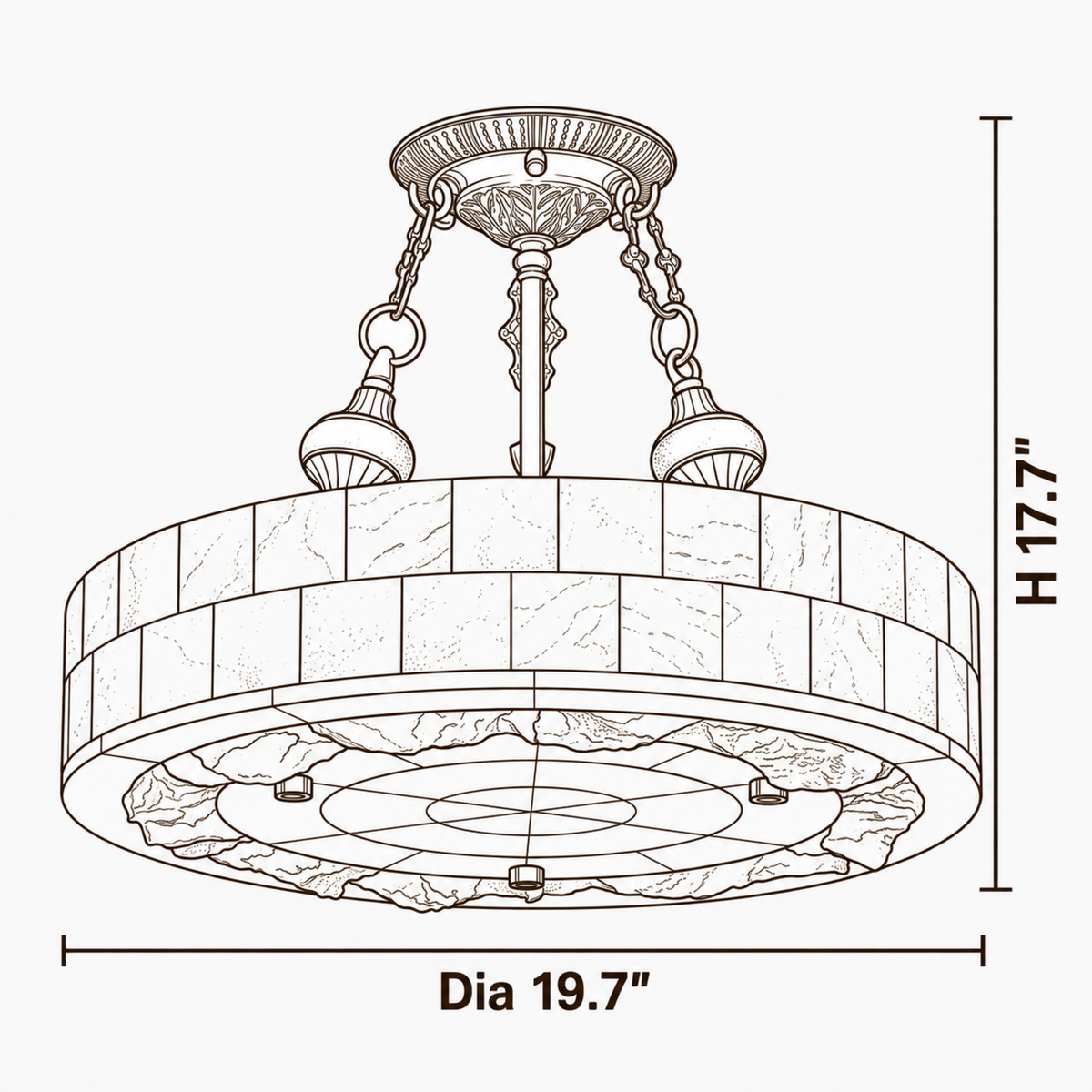 Alden Echo Alabaster Chandelier dimensions