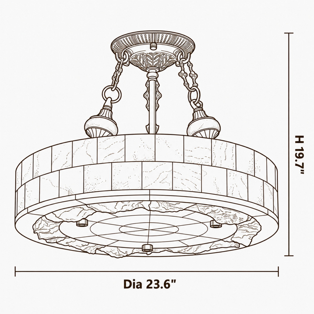 Alden Echo Alabaster Chandelier dimensions