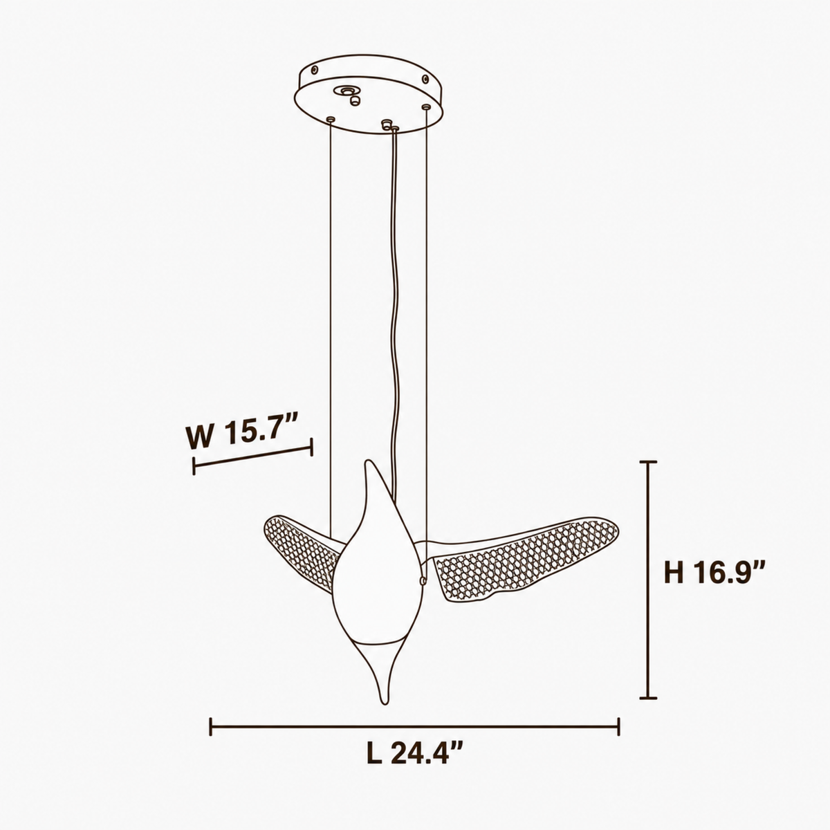 Vesper Ridge Wood Chandelier dimensions