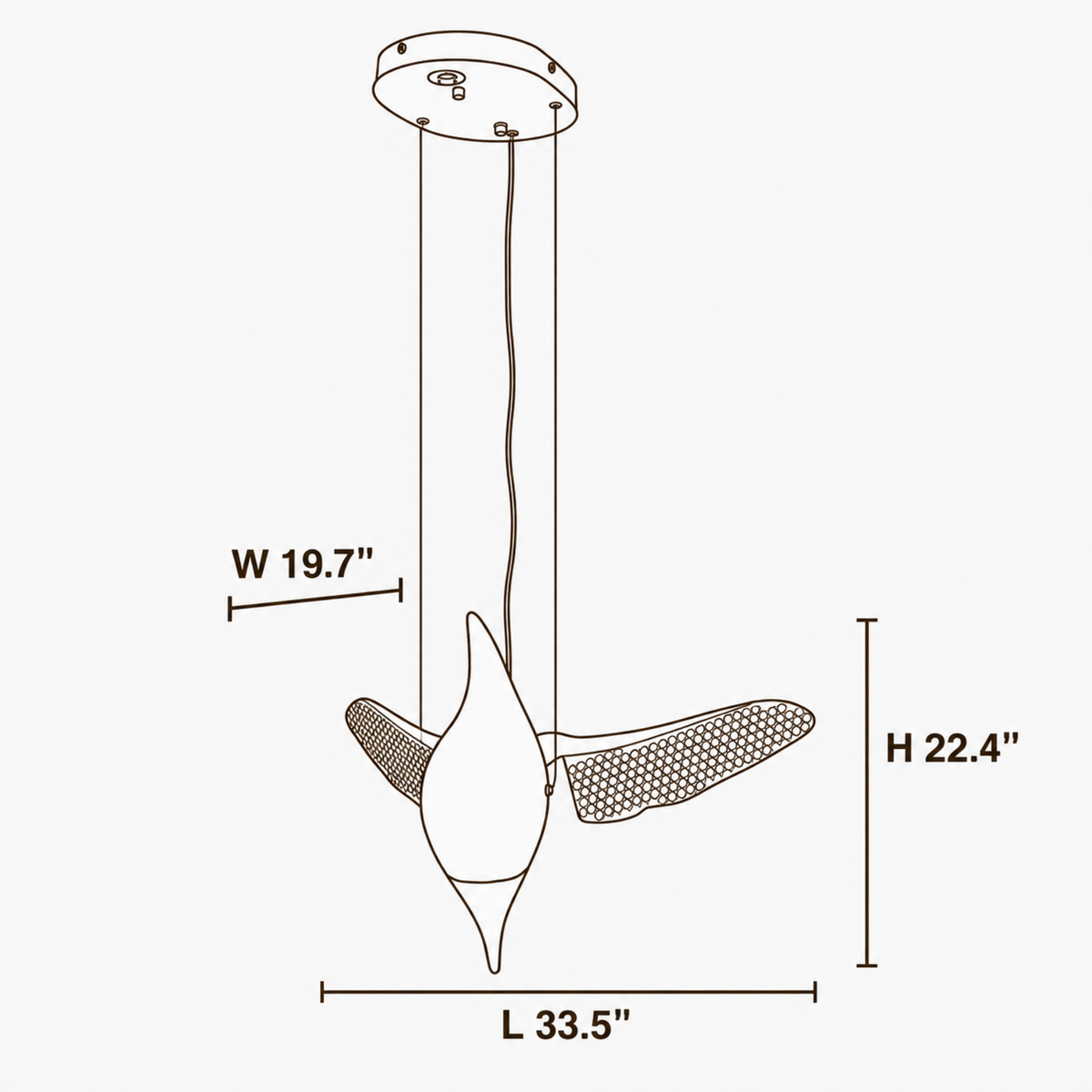 Vesper Ridge Wood Chandelier dimensions