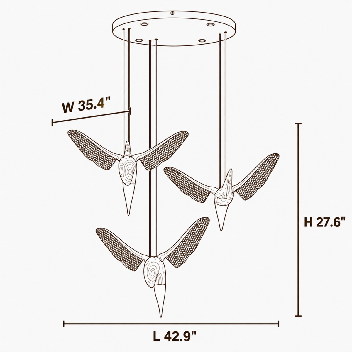 Vesper Ridge Wood Chandelier dimensions