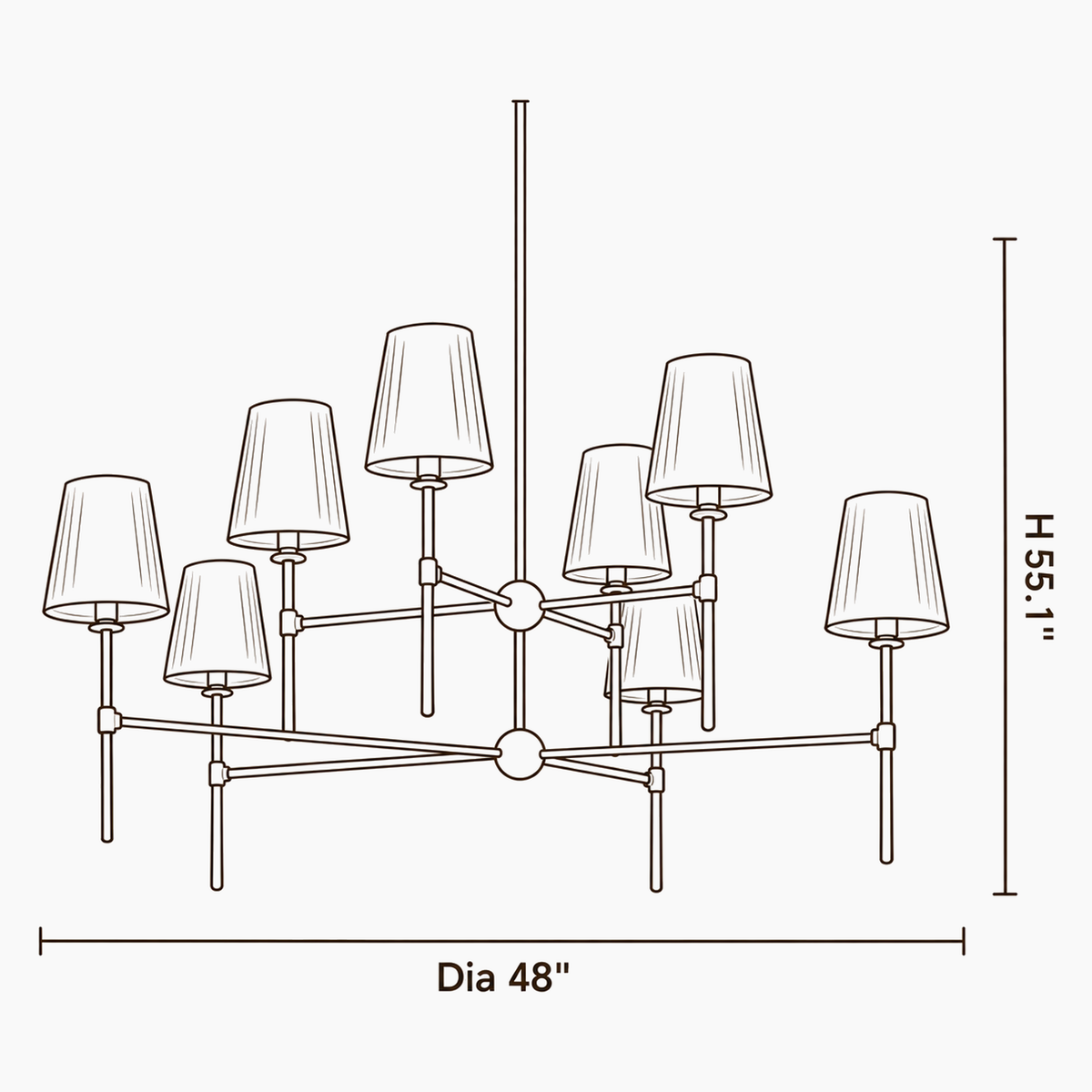 Luma Reed Fabric Chandelier dimensions