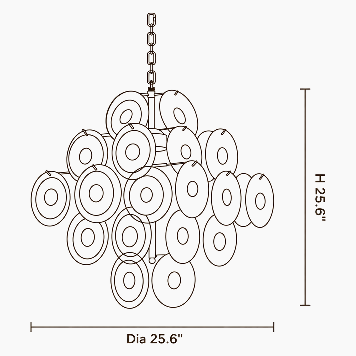 Vela Moss Glass Chandelier dimensions