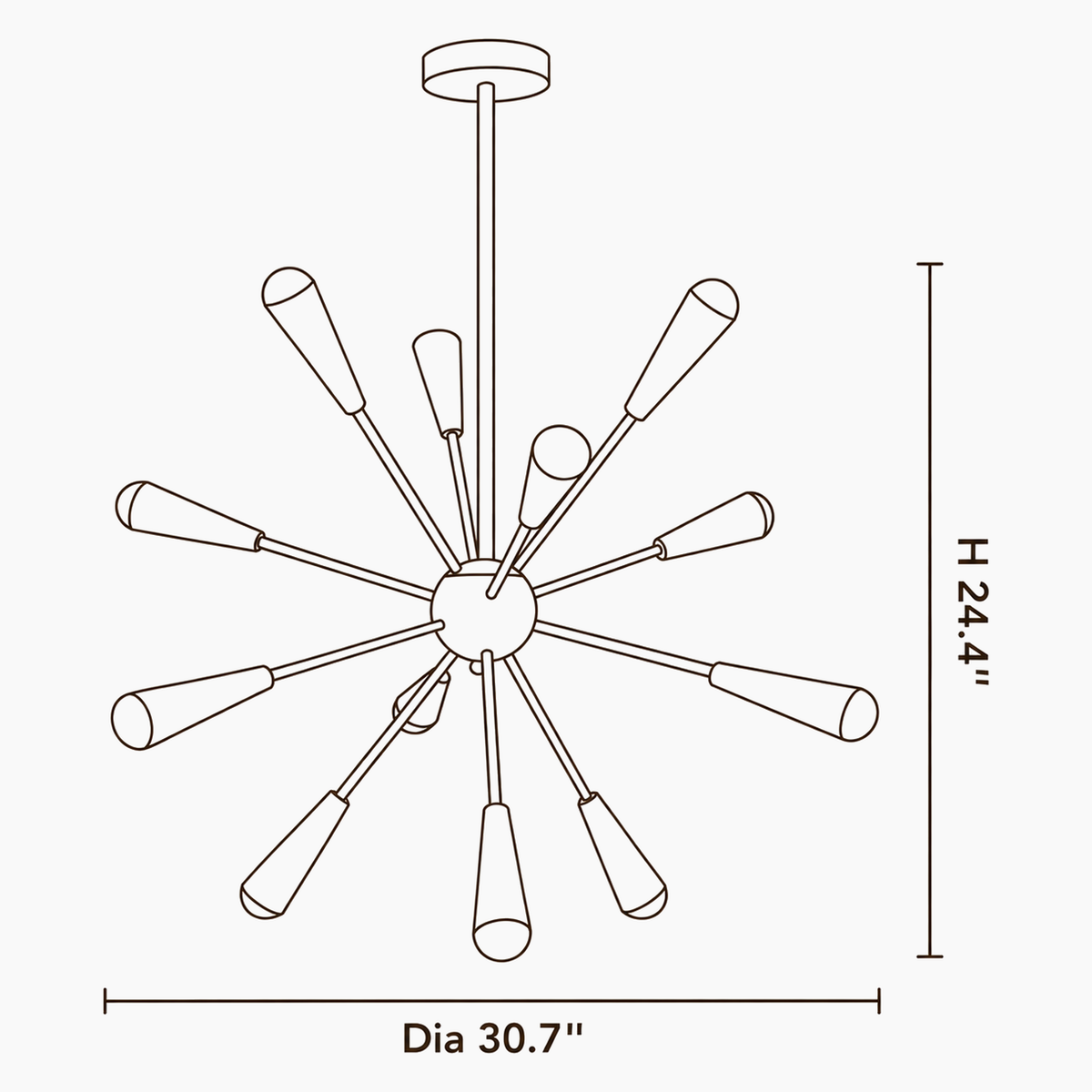 Vela Cove Glass Chandelier dimensions