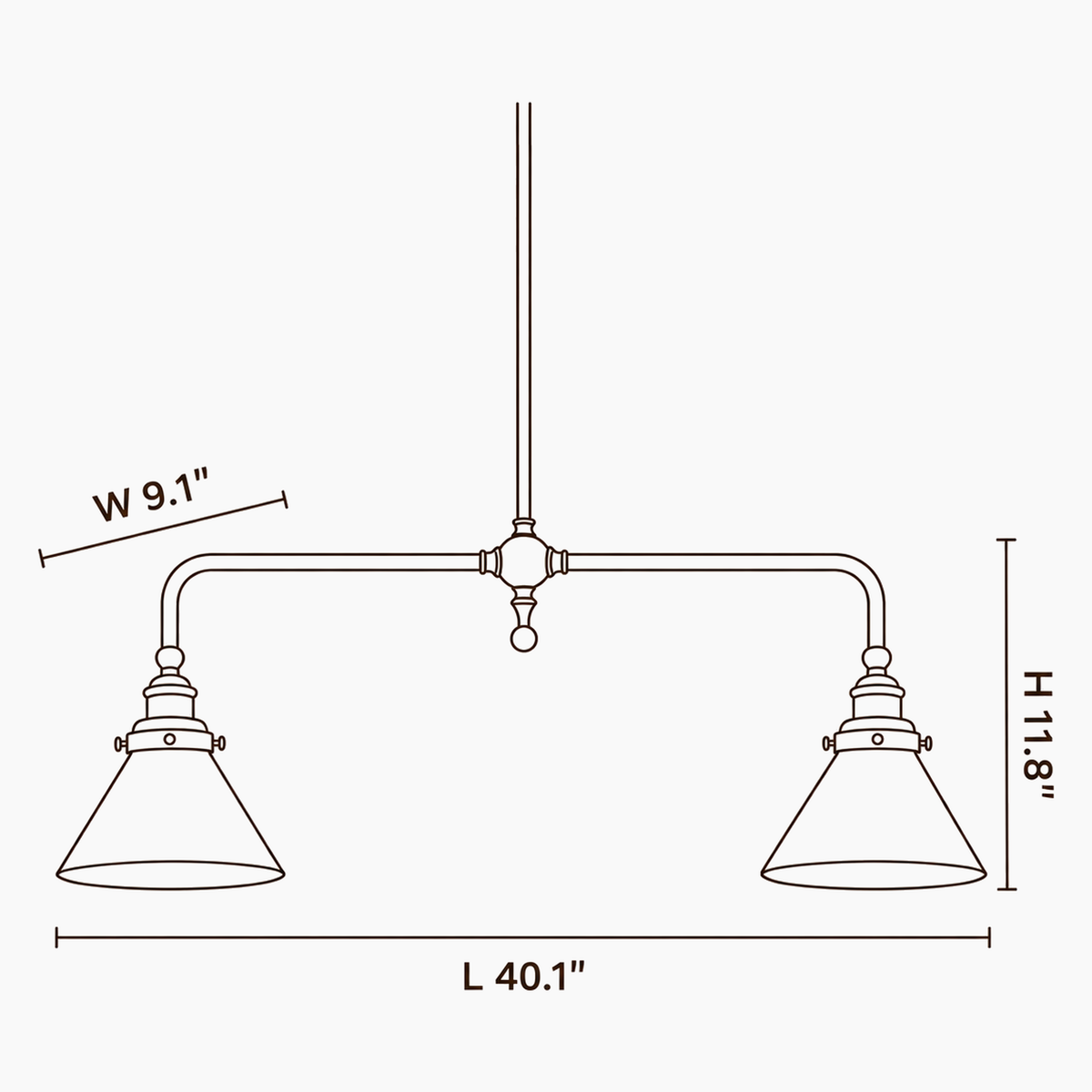 Maren Noir Brass Chandelier dimensions
