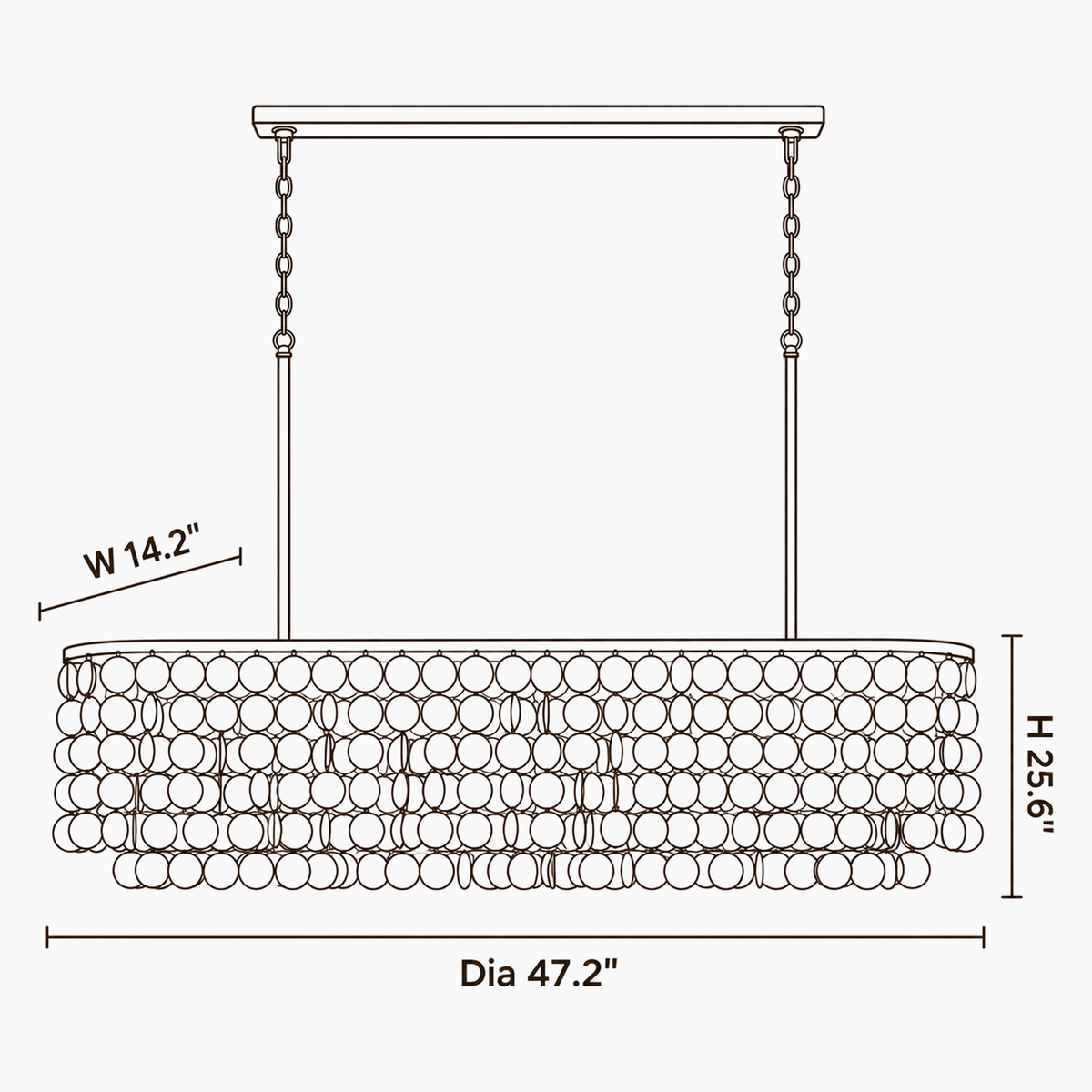 Rora Veil Iron Chandelier dimensions