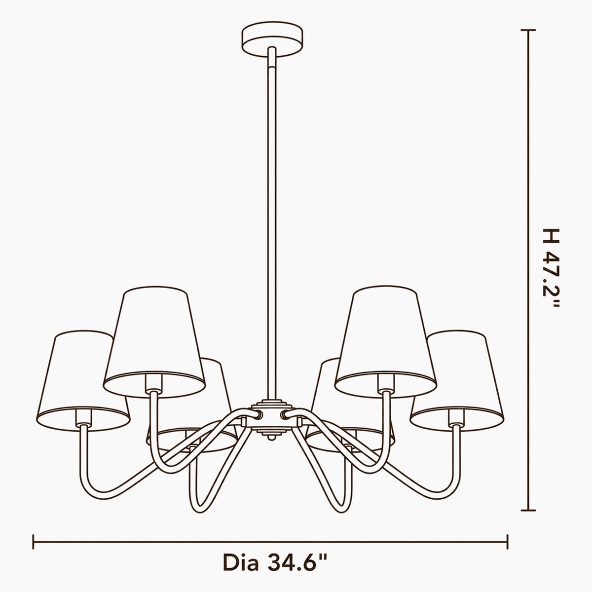 Aven Vista Fabric Chandelier dimensions