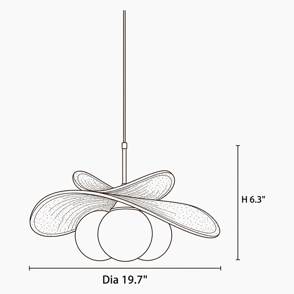 Haven Frost Glass Pendant Light dimensions