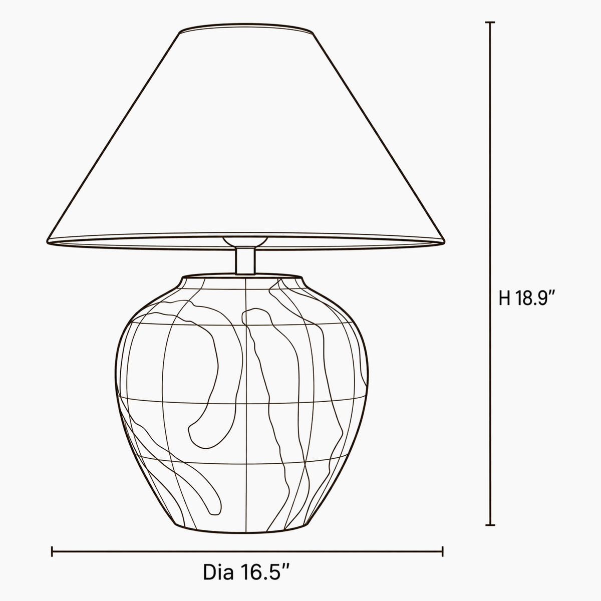 Arden Silva Ceramic Table Lamp dimensions