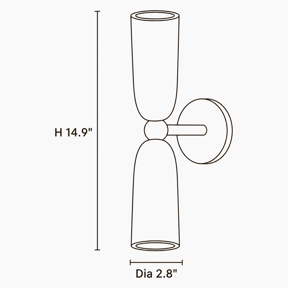Vesper Oak Alabaster Wall Light dimensions