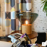 Thea Oak Glass Table Lamp, detail view 3
