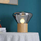 Thea Oak Glass Table Lamp, detail view 4