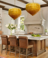 Evara Rose Glass Chandelier, detail view 3
