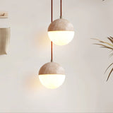 Mira Frost Travertine Pendant Light, detail view 2