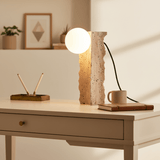 Evara Willow Travertine Table Lamp, detail view 2