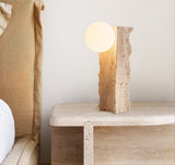 Evara Willow Travertine Table Lamp, detail view 3