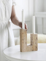 Riven Echo Travertine Candle Holder, detail view 12