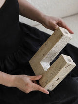 Riven Echo Travertine Candle Holder, detail view 15