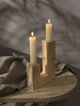 Riven Echo Travertine Candle Holder, detail view 2