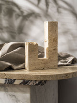 Riven Echo Travertine Candle Holder, detail view 3