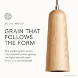 Alden Bloom Wood Pendant Light solid wood grain detail