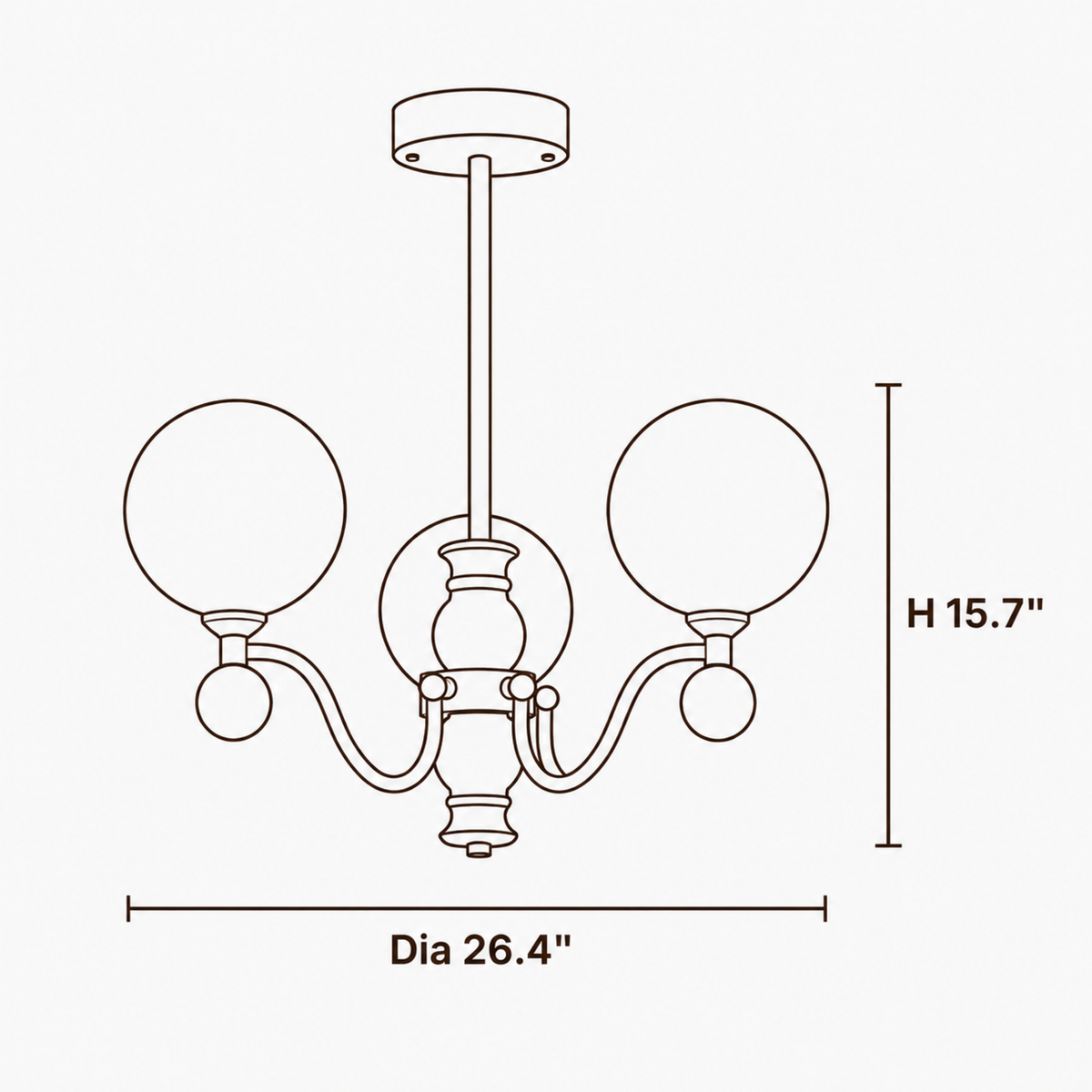 Talia Wisp Glass Chandelier dimensions