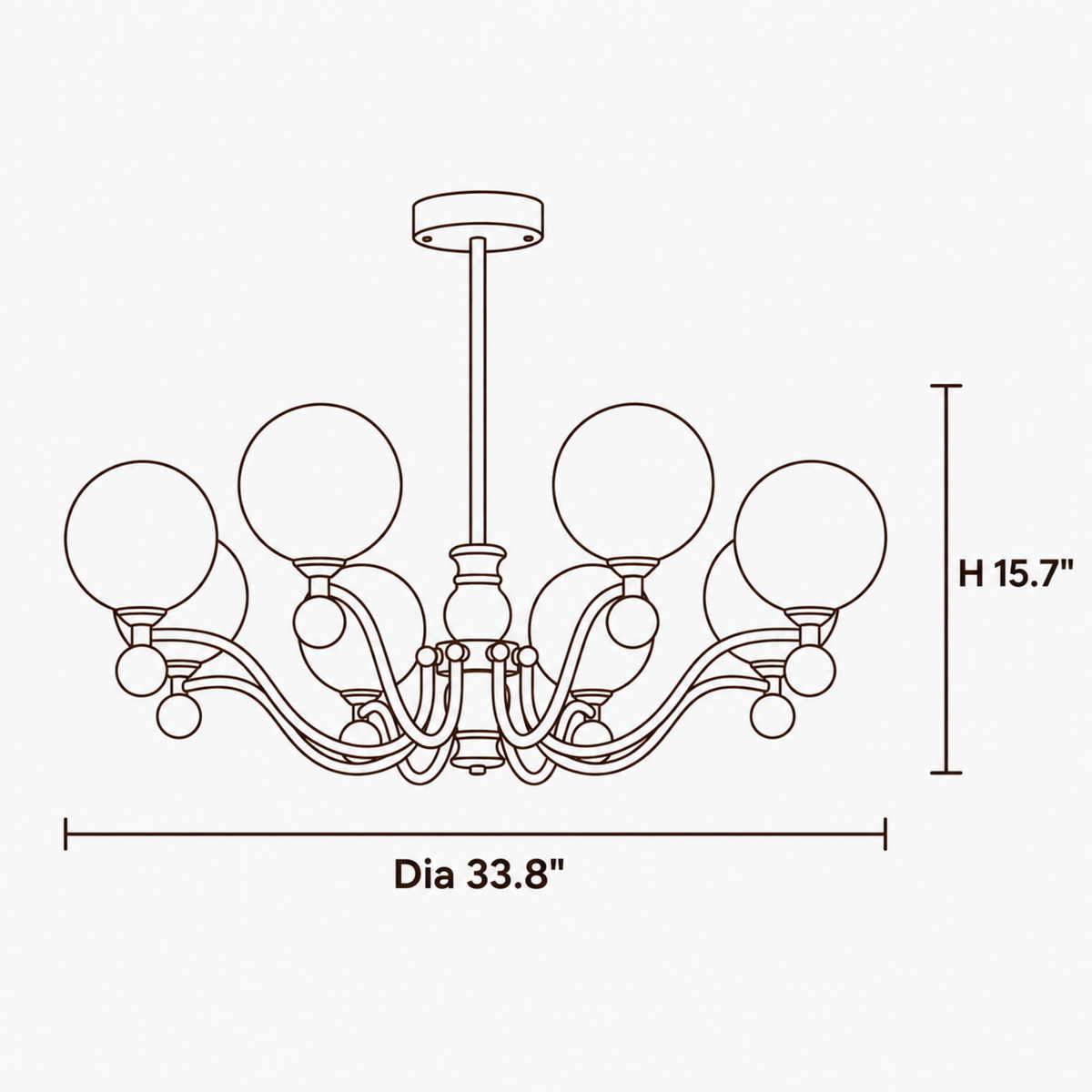 Talia Wisp Glass Chandelier dimensions