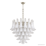 Pella Stone Glass Chandelier 10 head 23.6 inch Nickel and White Cloud on a white background