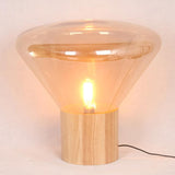 Thea Oak Glass Table Lamp, detail view 7