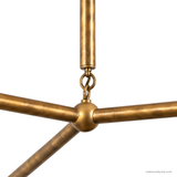 Nella Reed Leather Chandelier, Style A bare-bronze arm and junction detail