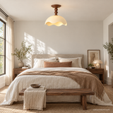 Oriel Nest Metal Ceiling Light, A13 Walnut bedroom wide