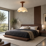 Oriel Nest Metal Ceiling Light, A13 Walnut bedroom angle