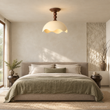 Oriel Nest Metal Ceiling Light, A17 Walnut bedroom angle