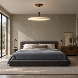 Oriel Nest Metal Ceiling Light, B19 Walnut bedroom wide