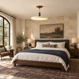 Oriel Nest Metal Ceiling Light, B19 Walnut bedroom angle